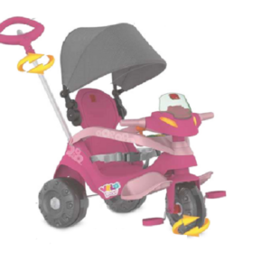 Velobaby Reclinável com Capota Passeio & Pedal (Rosa)