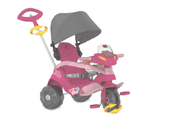 Velobaby Reclinável com Capota Passeio & Pedal (Rosa)